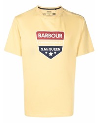 T-shirt à col rond imprimé jaune Barbour