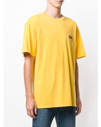 T-shirt à col rond imprimé jaune Stussy