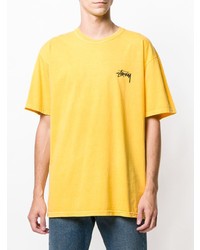 T-shirt à col rond imprimé jaune Stussy