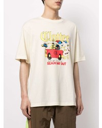 T-shirt à col rond imprimé jaune Clot