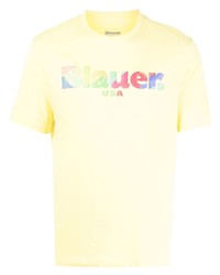 T-shirt à col rond imprimé jaune Blauer