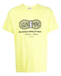 T-shirt à col rond imprimé jaune Blood Brother