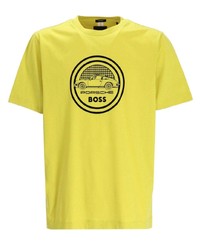 T-shirt à col rond imprimé jaune BOSS