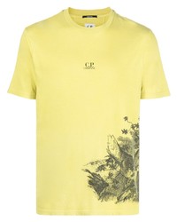 T-shirt à col rond imprimé jaune C.P. Company