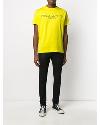 T-shirt à col rond imprimé jaune DSQUARED2