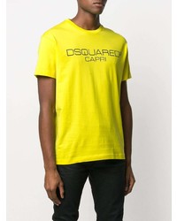 T-shirt à col rond imprimé jaune DSQUARED2