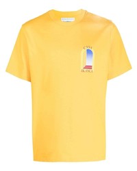 T-shirt à col rond imprimé jaune Casablanca