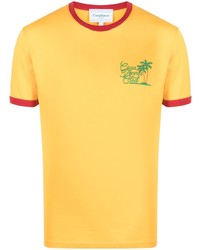 T-shirt à col rond imprimé jaune Casablanca