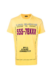 T-shirt à col rond imprimé jaune Diesel