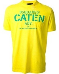 T-shirt à col rond imprimé jaune DSquared