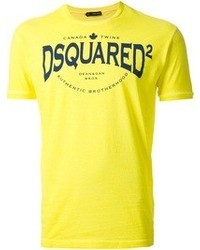 T-shirt à col rond imprimé jaune DSquared