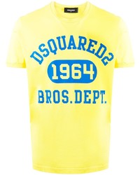 T-shirt à col rond imprimé jaune DSQUARED2