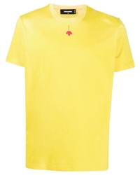 T-shirt à col rond imprimé jaune DSQUARED2