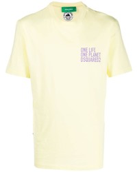 T-shirt à col rond imprimé jaune DSQUARED2
