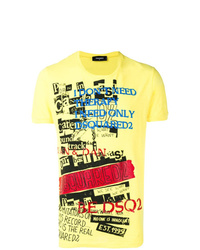 T-shirt à col rond imprimé jaune DSQUARED2