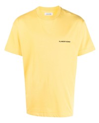 T-shirt à col rond imprimé jaune Flaneur Homme