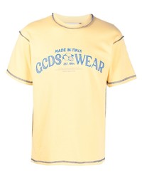 T-shirt à col rond imprimé jaune Gcds