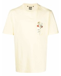 T-shirt à col rond imprimé jaune Golden Goose