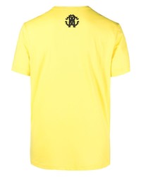 T-shirt à col rond imprimé jaune Roberto Cavalli