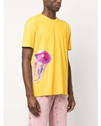 T-shirt à col rond imprimé jaune Les Hommes