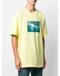 T-shirt à col rond imprimé jaune Stussy