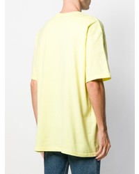 T-shirt à col rond imprimé jaune Stussy