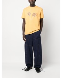 T-shirt à col rond imprimé jaune Jacquemus