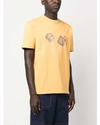 T-shirt à col rond imprimé jaune Jacquemus