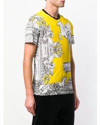 T-shirt à col rond imprimé jaune Versace