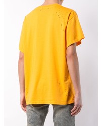 T-shirt à col rond imprimé jaune Amiri