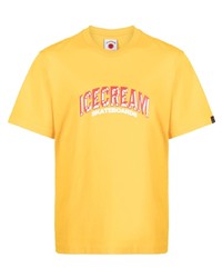 T-shirt à col rond imprimé jaune Icecream