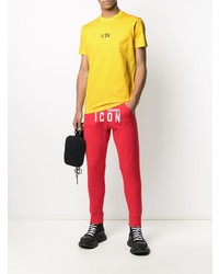 T-shirt à col rond imprimé jaune DSQUARED2