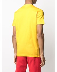 T-shirt à col rond imprimé jaune DSQUARED2