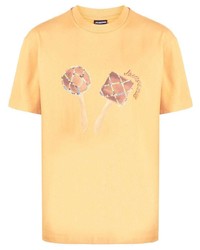 T-shirt à col rond imprimé jaune Jacquemus