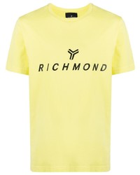 T-shirt à col rond imprimé jaune John Richmond