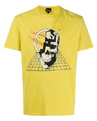 T-shirt à col rond imprimé jaune Just Cavalli
