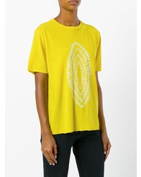 T-shirt à col rond imprimé jaune Suzusan