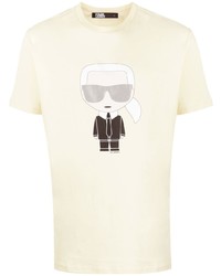 T-shirt à col rond imprimé jaune Karl Lagerfeld