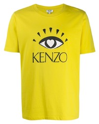 T-shirt à col rond imprimé jaune Kenzo