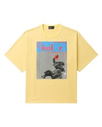 T-shirt à col rond imprimé jaune Kolor