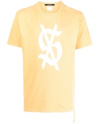 T-shirt à col rond imprimé jaune Ksubi