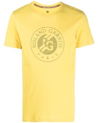 T-shirt à col rond imprimé jaune Lacoste