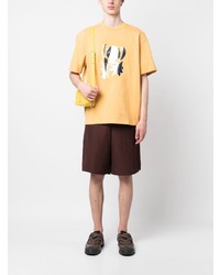 T-shirt à col rond imprimé jaune Jacquemus