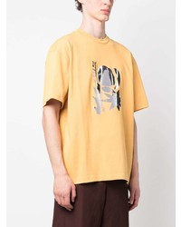 T-shirt à col rond imprimé jaune Jacquemus