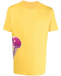 T-shirt à col rond imprimé jaune Les Hommes