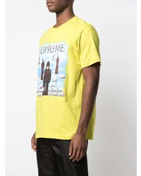 T-shirt à col rond imprimé jaune Supreme