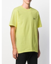 T-shirt à col rond imprimé jaune Stussy