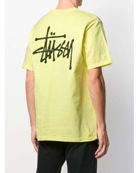 T-shirt à col rond imprimé jaune Stussy