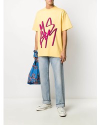 T-shirt à col rond imprimé jaune MSGM