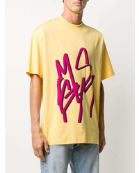 T-shirt à col rond imprimé jaune MSGM